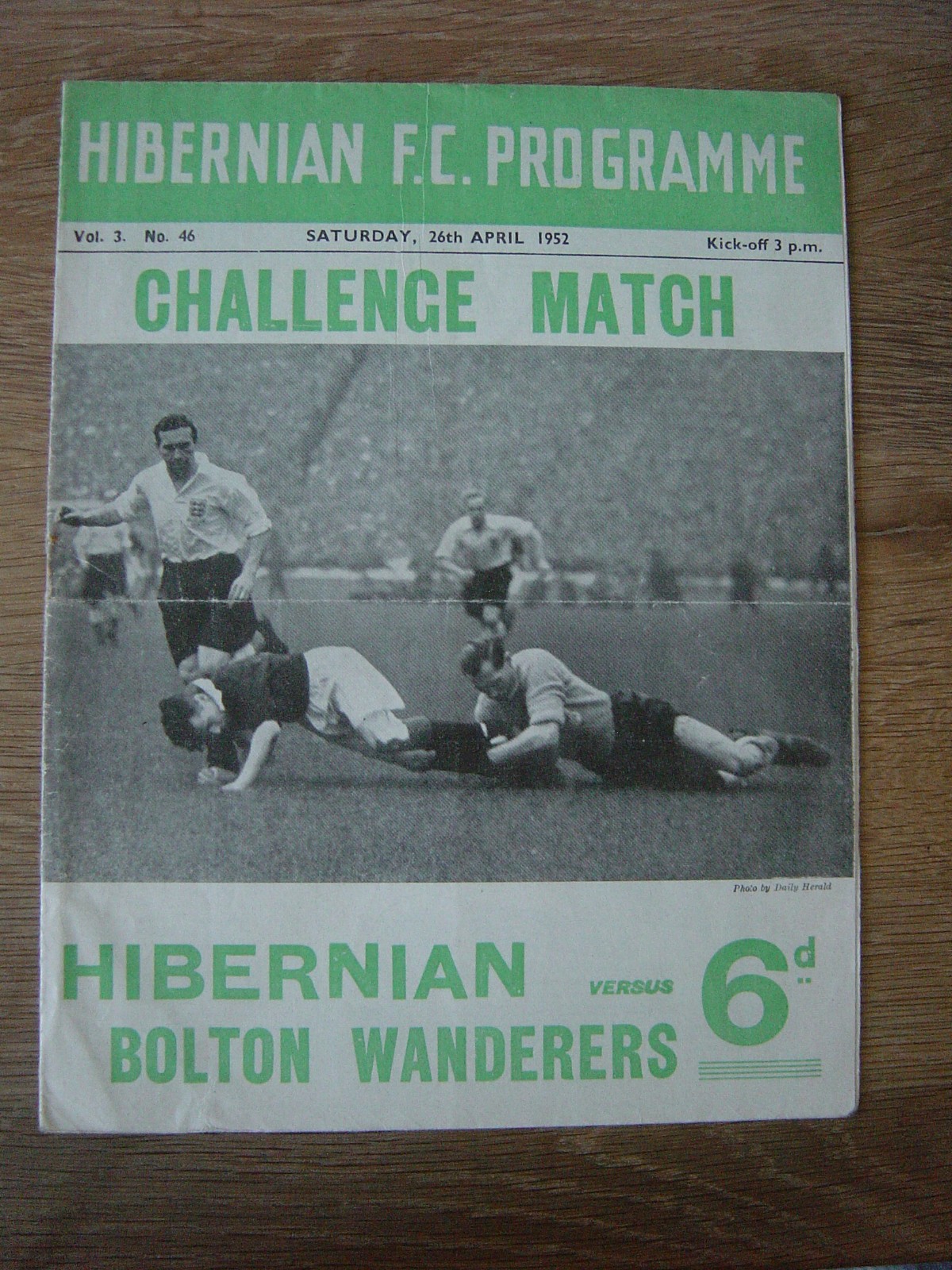 1951/52 HIBERNIAN v BOLTON WANDERERS for sale on Ebay