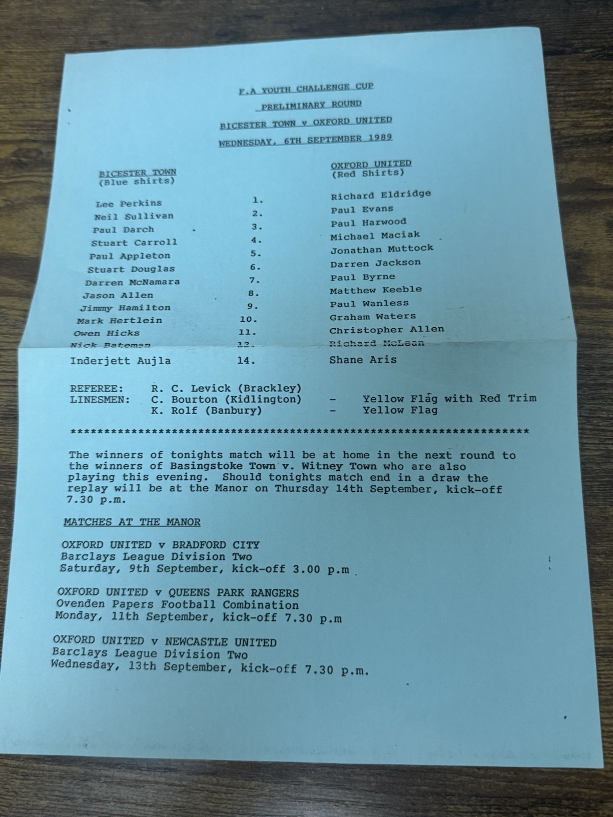 89/90 Bicester Town V Oxford United  FA YOUTH CUP   Football Programme for sale on Ebay