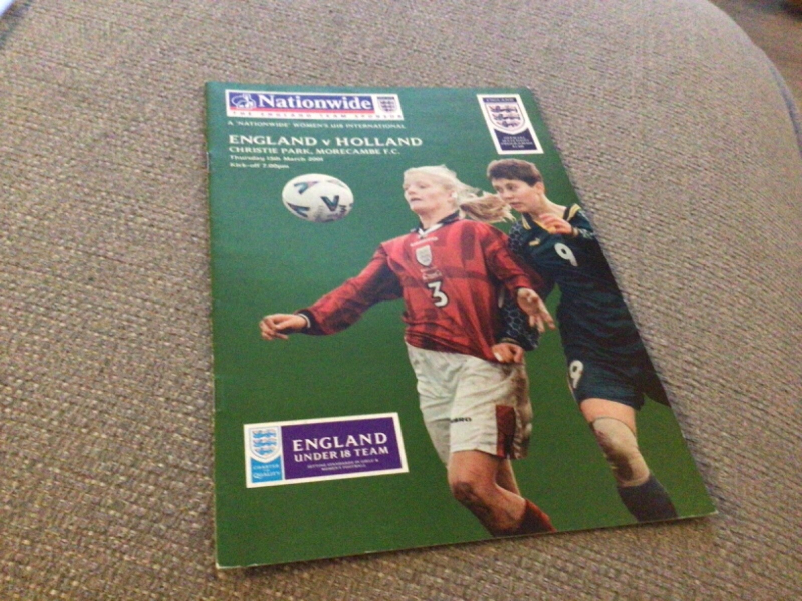 15/03/2001 Under 18 Women’s International  England v Holland Mint Copy for sale on Ebay