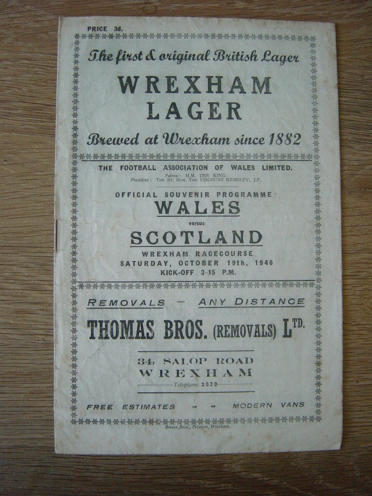 1946 WALES v SCOTLAND for sale on Ebay