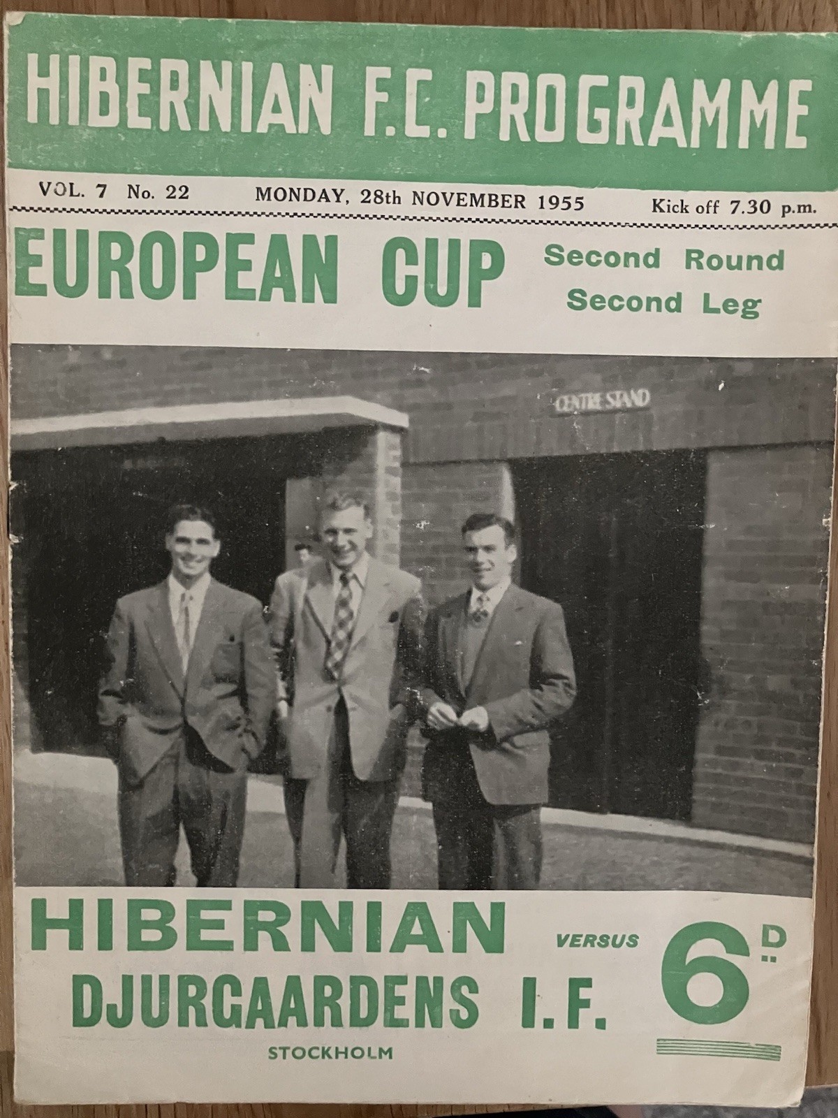 Hibernian v Djurgaardens 1955-56 Champions Cup 2nd Round Programme for sale on Ebay