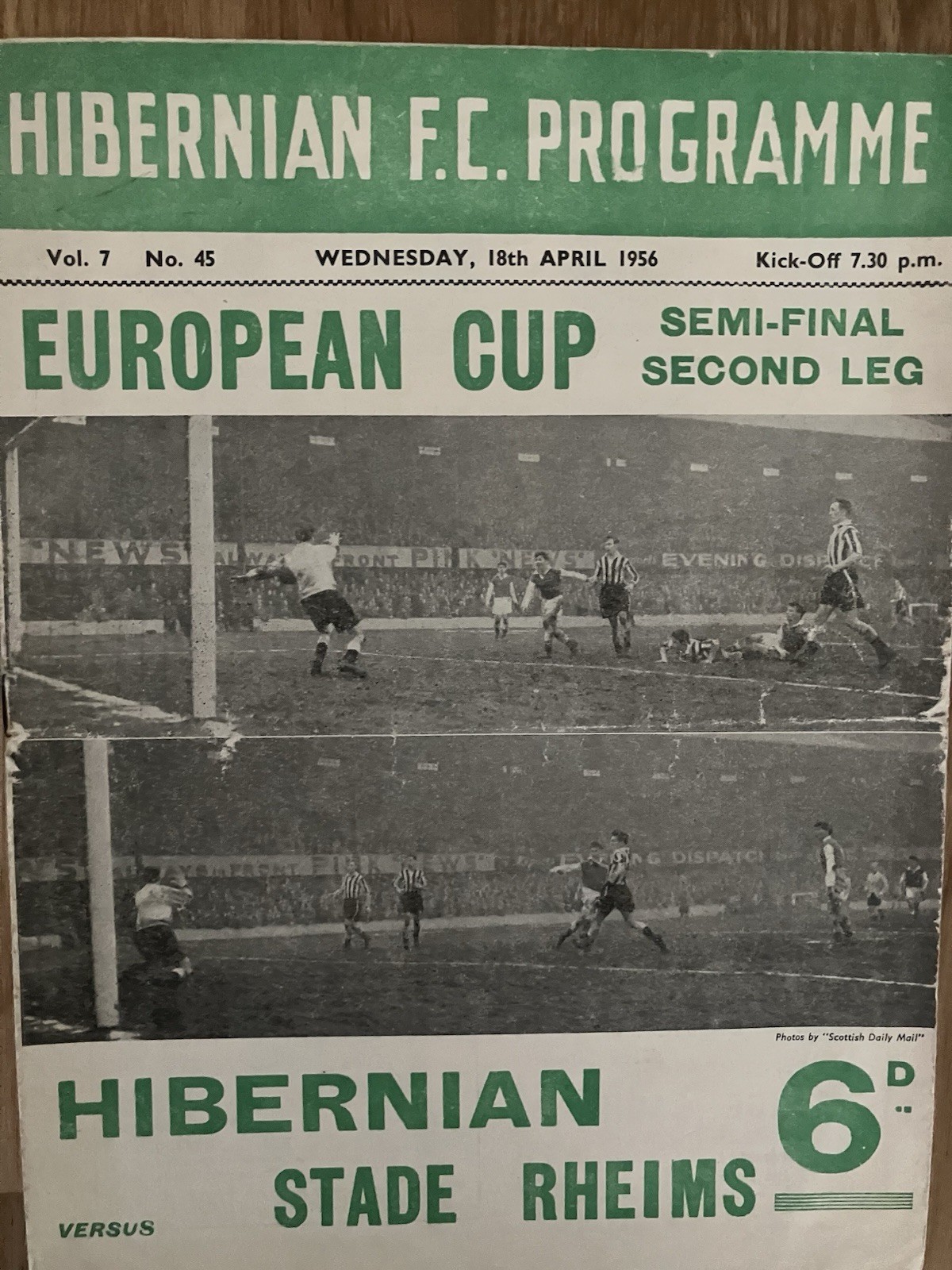 Hibernian v Stade Reims 1955/56 European Cup Semi Final for sale on Ebay