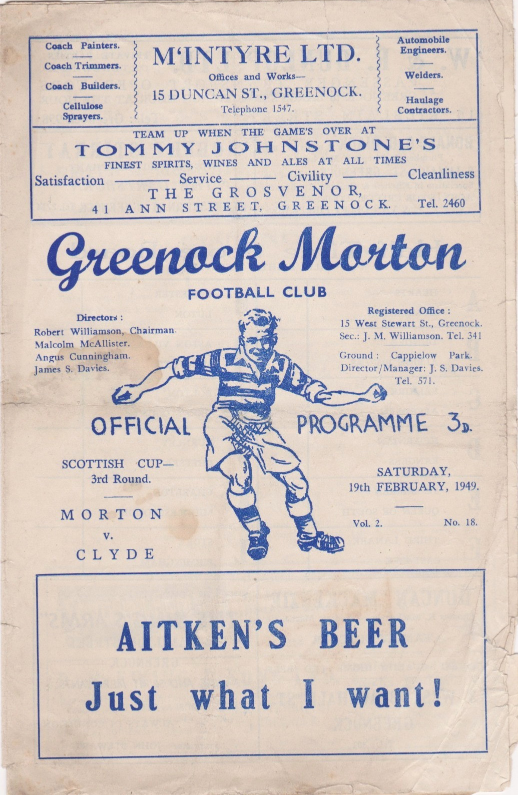 SCOTTISH CUP FOOTBALL PROGRAMME GREENOCK MORTON V CLYDE 1948-49 for sale on Ebay