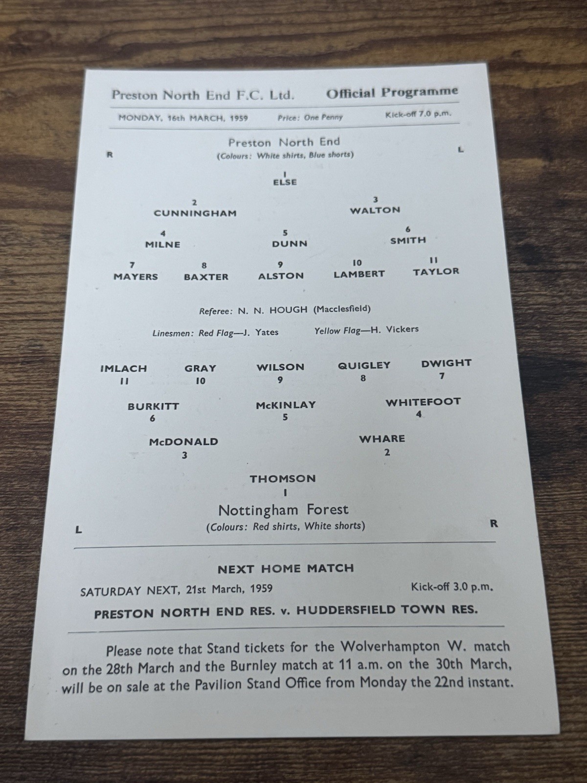 58/59  Preston  V NOTTINGHAM FOREST FA CUP REPLAY       Football Programme for sale on Ebay
