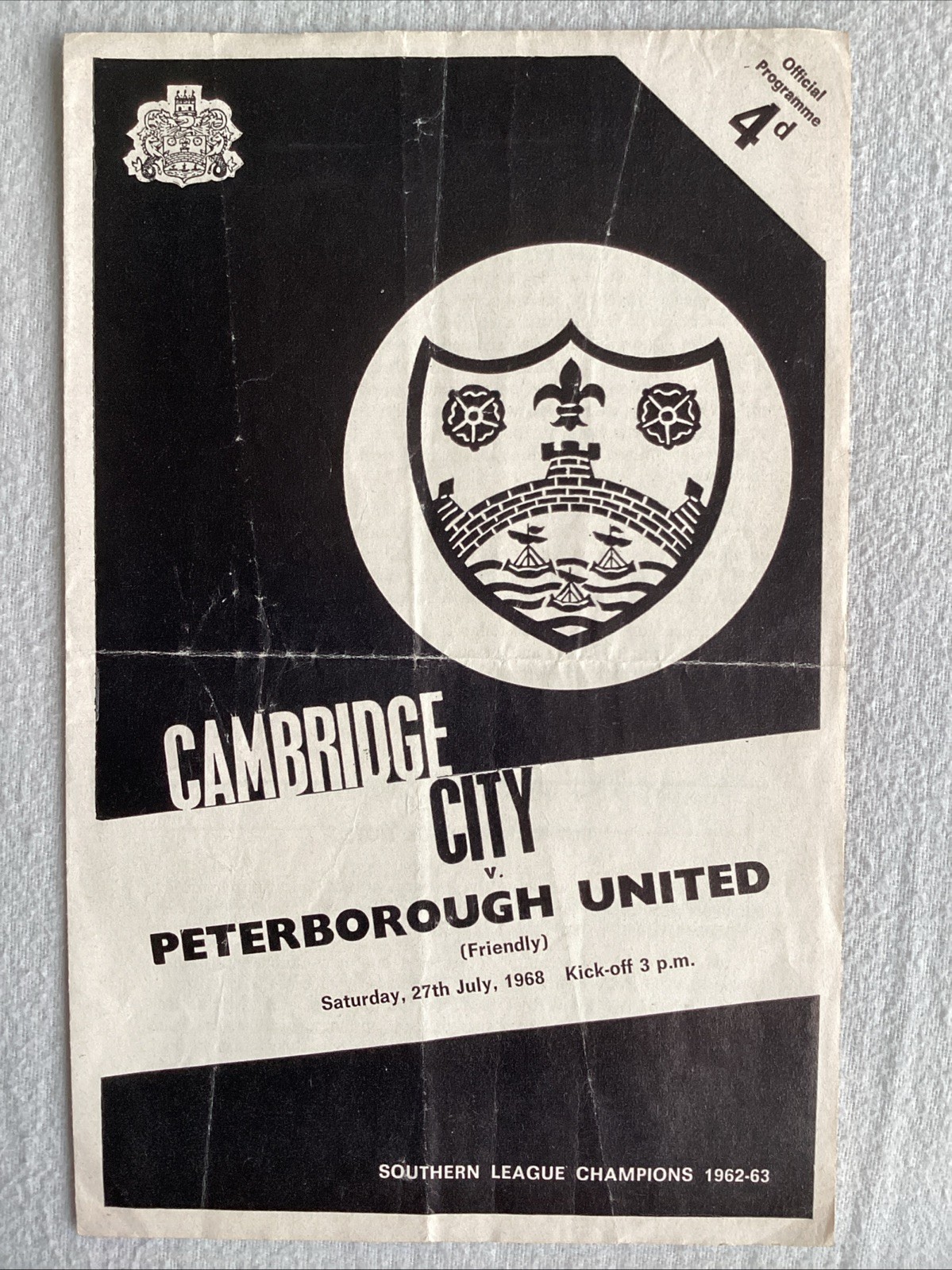 Cambridge City v Peterborough United Pre Season Friendly programme  July 1968 for sale on Ebay
