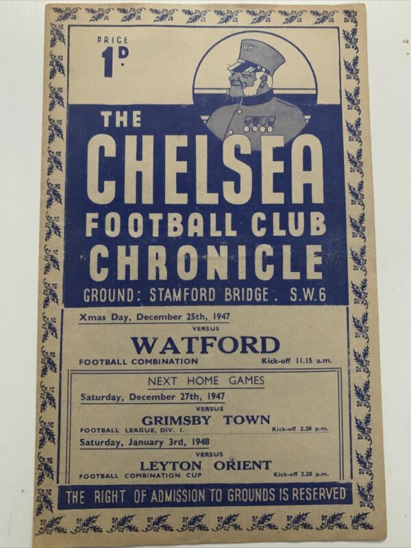 Reserves - Chelsea V Watford - 1947/1948 - Football Combination - Xmas Day for sale on Ebay