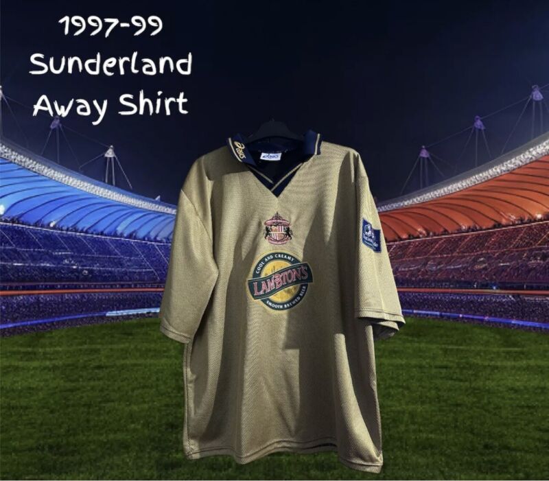Sunderland A.F.C. 1997-99 away shirt  - golden - rare XXL for sale on Ebay