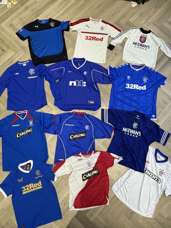 Glasgow Rangers shirt bundle top jersey vintage & modern job lot M - XL for sale on Ebay