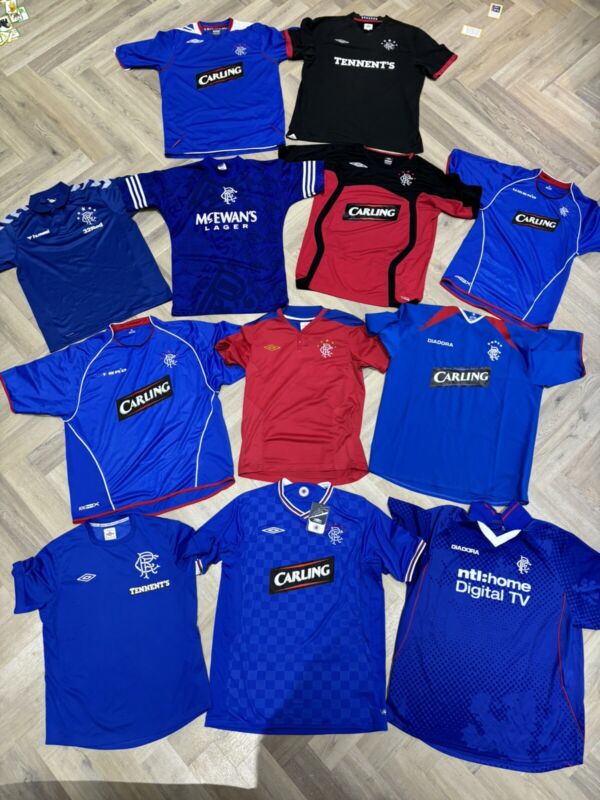 LOT 2 Glasgow Rangers shirt bundle top jersey vintage & modern job lot S - XL for sale on Ebay