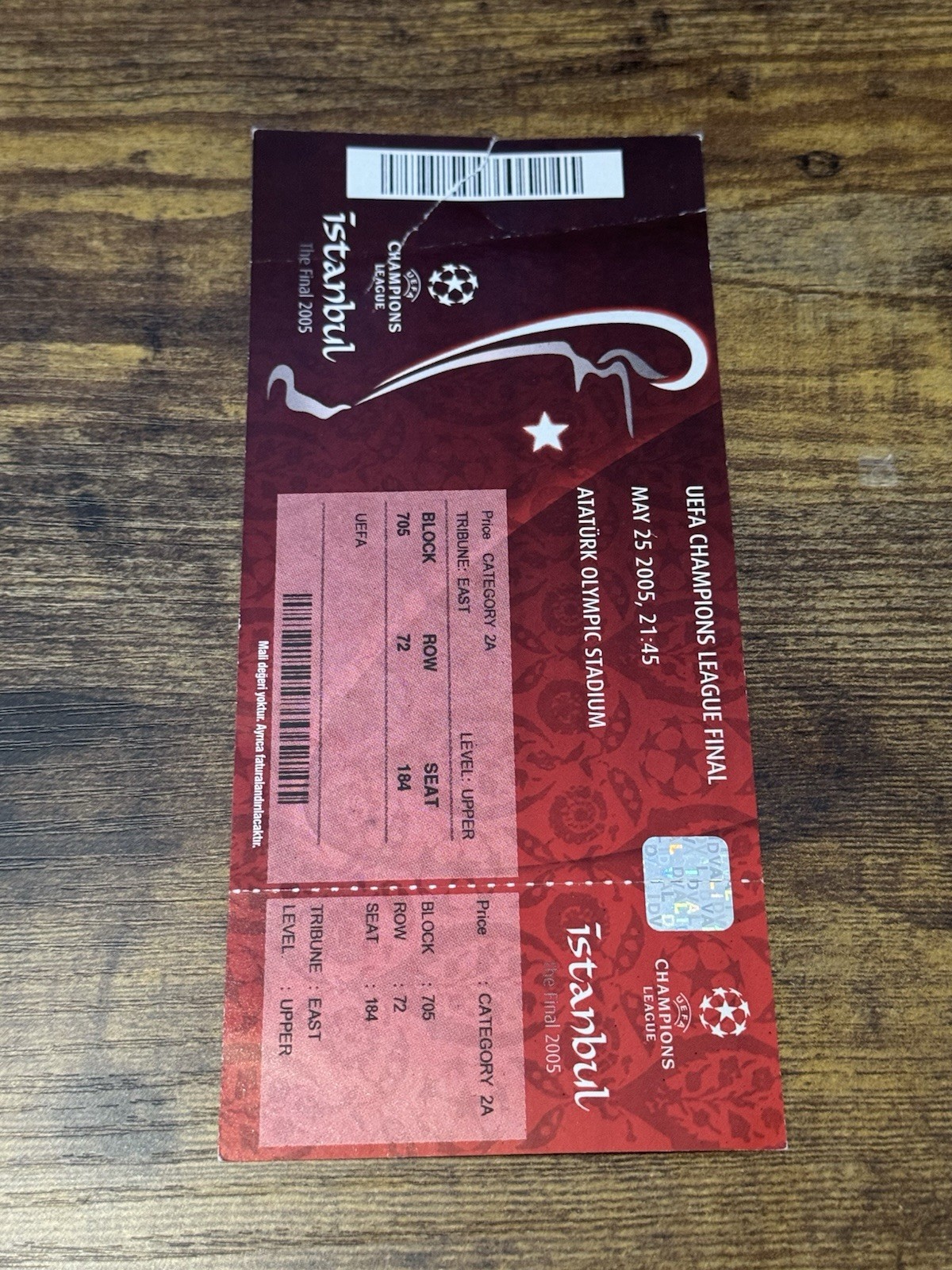 2005  Liverpool AC MILAN ISTANBUL CHAMPIONS LEAGUE FINAL   Ticket FOOTBALL STUB for sale on Ebay