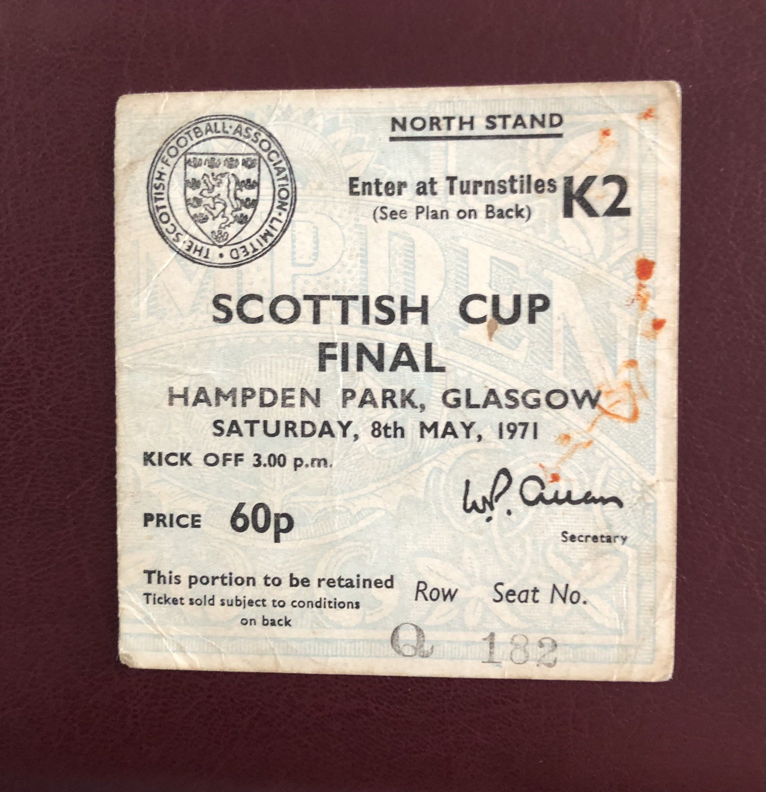 Ticket  Celtic v Rangers, Scottish Cup Final,  8th May 1971 for sale on Ebay