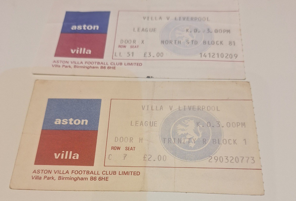 Two Aston Villa Tickets From The Late 1970's v Liverpool for sale on Ebay