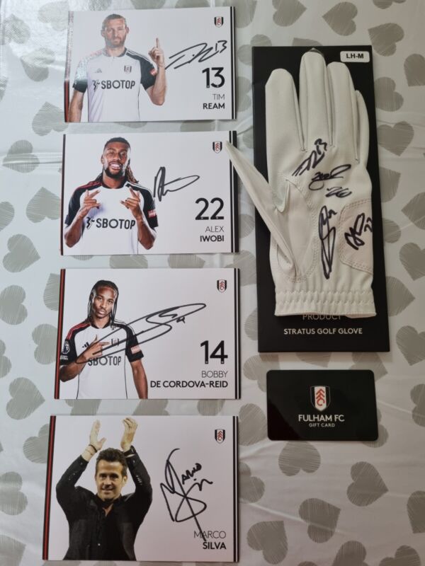 Fulham FC Handsigned Golf Glove & Cards (Palhinha, Ream, Iwobi, De Cordova-Reid) for sale on Ebay
