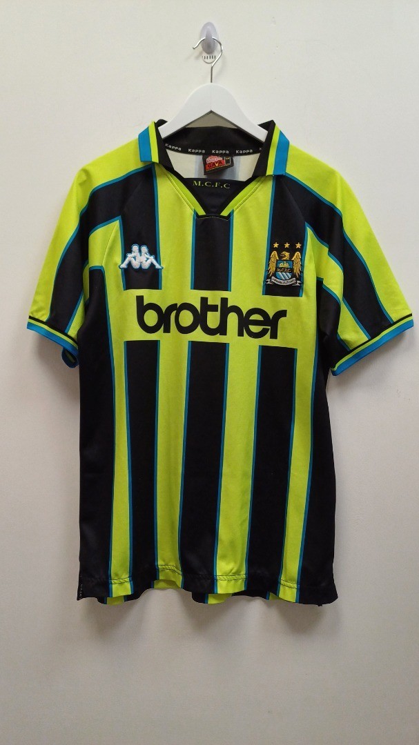 KAPPA Mens Yellow Manchester City 1998-1999 Away Retro Football Shirt L CG CA1 for sale on Ebay