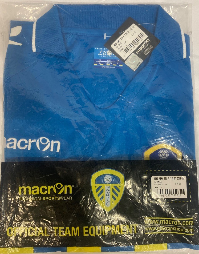 BNWT **MACRON SPORTSWEAR**Leeds United Sports Shirt Uk Size L Blue/Yellow CG_M05 for sale on Ebay