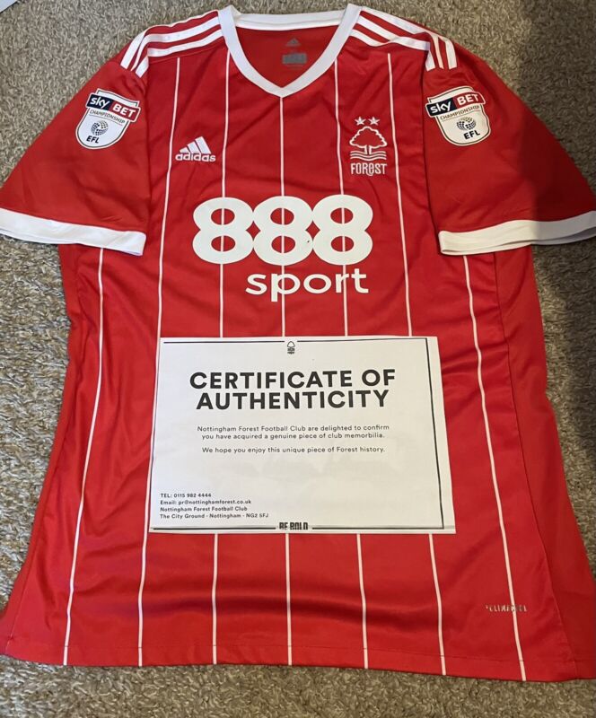nottingham forest Match Worn shirt By Bouchalakis & Certificate Of Authenticity. for sale on Ebay