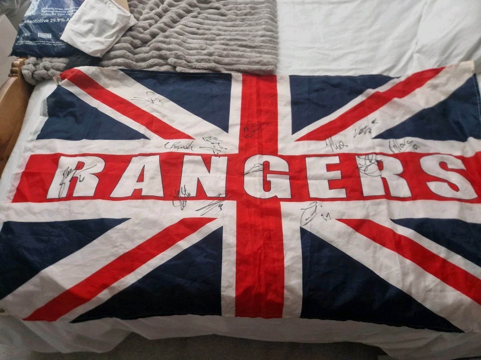 Rangers Flag Signed V Fulham 2004 for sale on Ebay