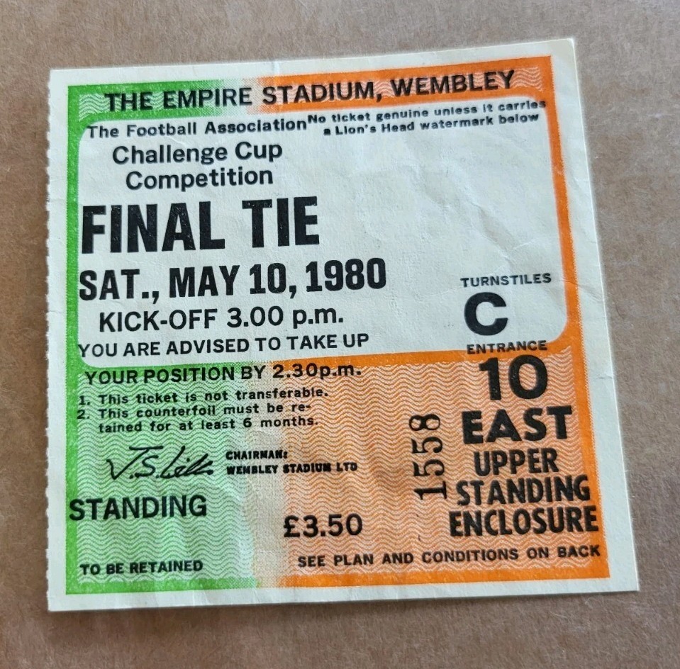 West Ham Utd v Arsenal F A Cup Final 1980 at Wembley Match Ticket  for sale on Ebay