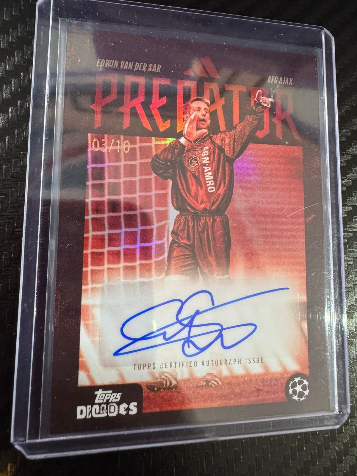 Edwin van der Sar /10 Decades Predator Auto Ajax Manchester United Topps for sale on Ebay