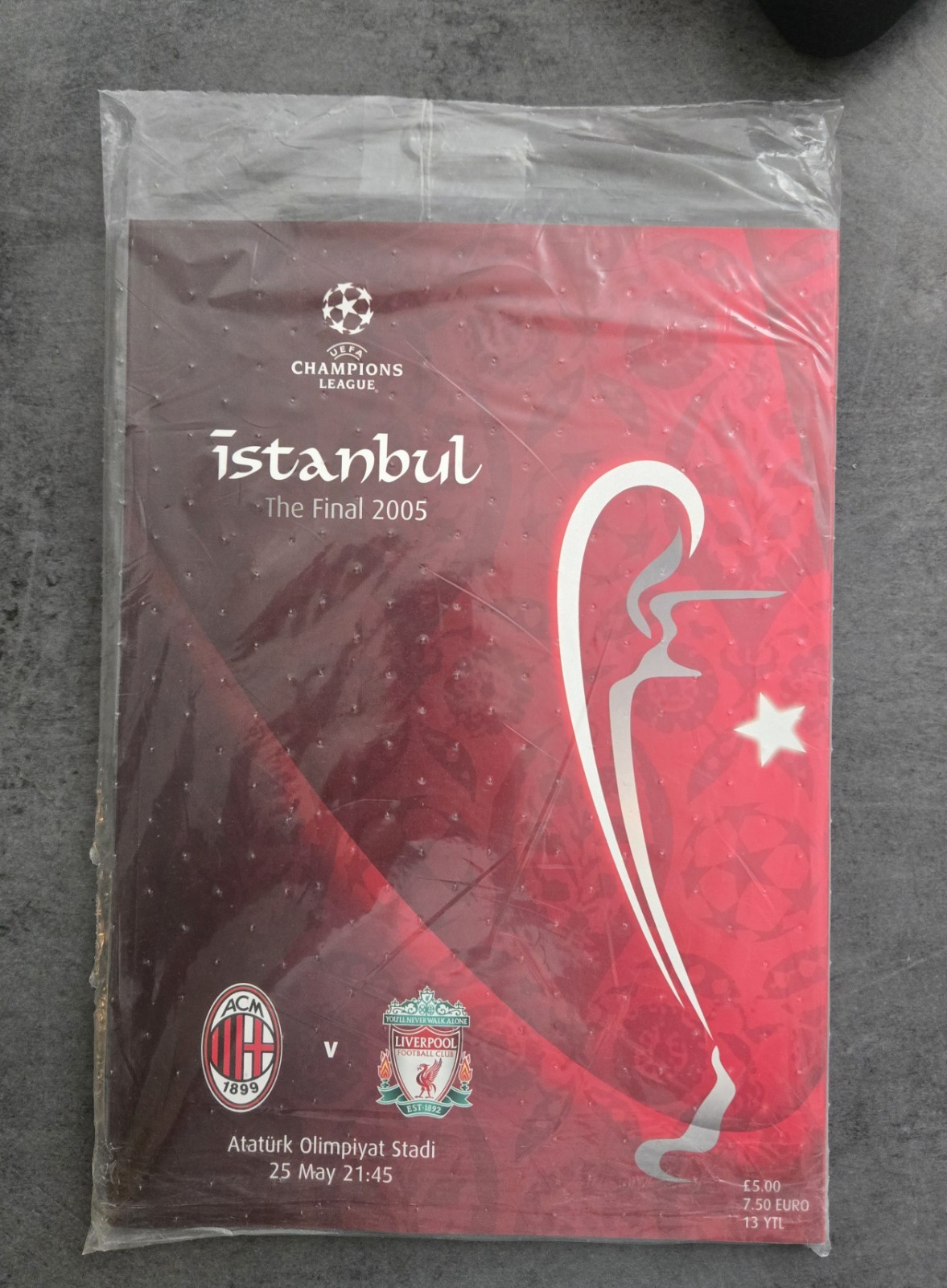 Liverpool V AC Milan Champions League Final 2005 programme (sealed packaging) for sale on Ebay
