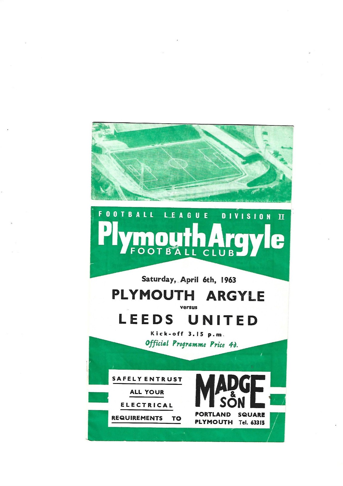 PLYMOUTH ARGYLE  FC VS LEEDS UNITED FC   APRIL 1963 for sale on Ebay