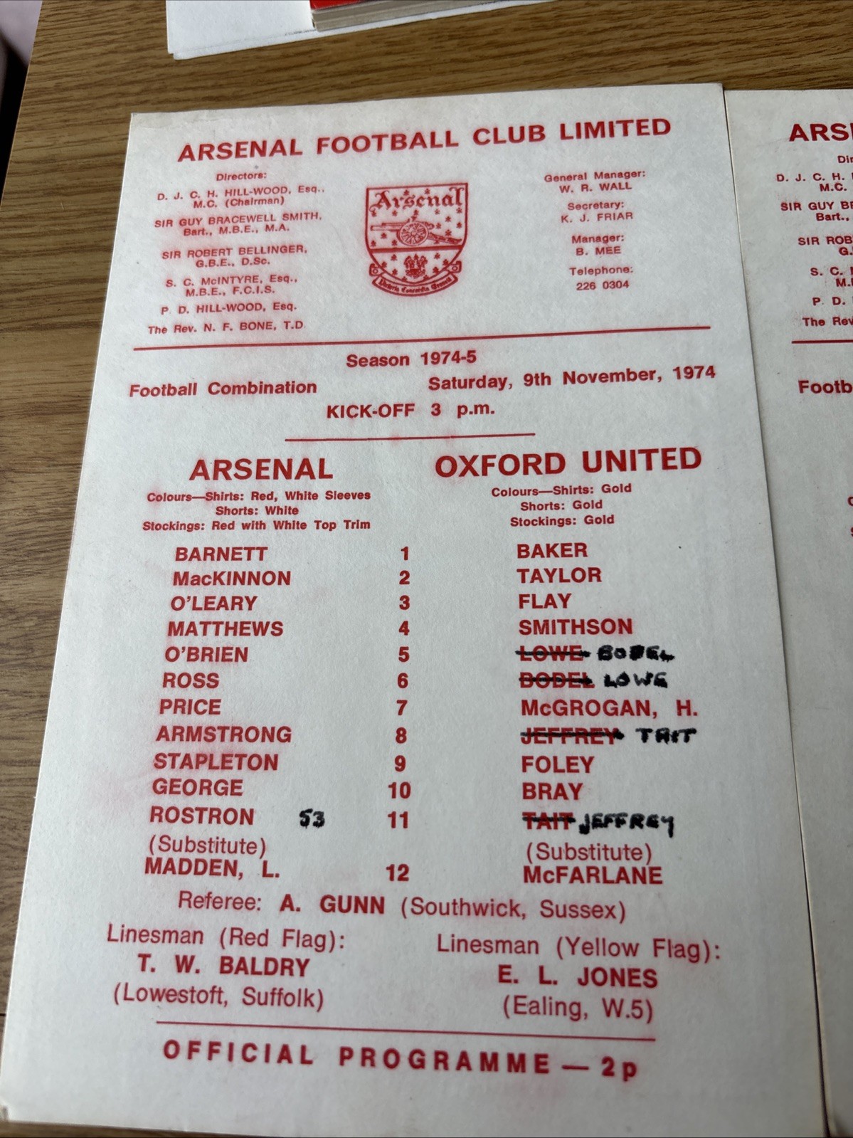 Arsenal Football Combination Programmes ( 9 In Total)  Between 1974 & '75 for sale on Ebay