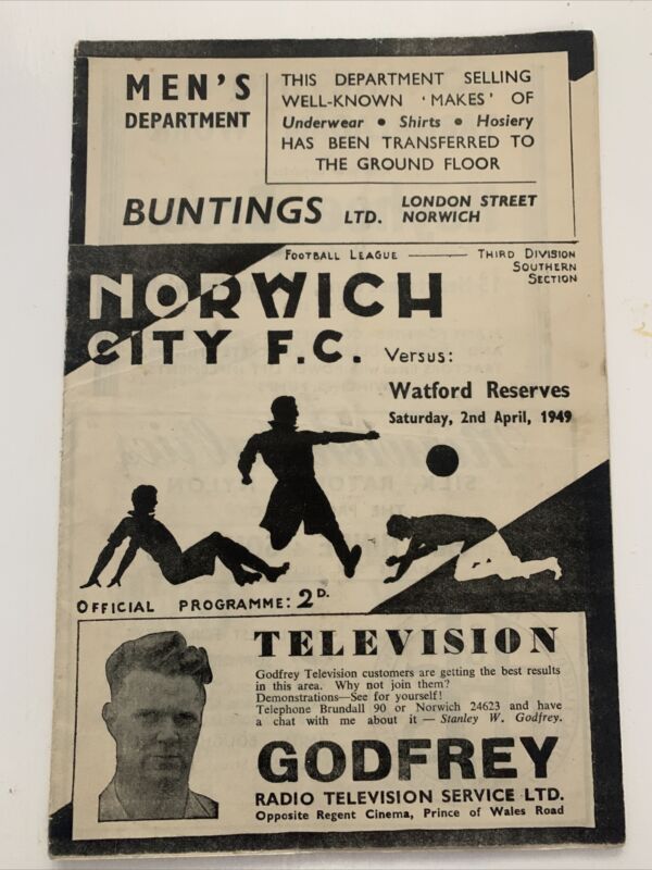 Reserves - Norwich City V Watford - 1948/1949 - Football Combination Cup for sale on Ebay