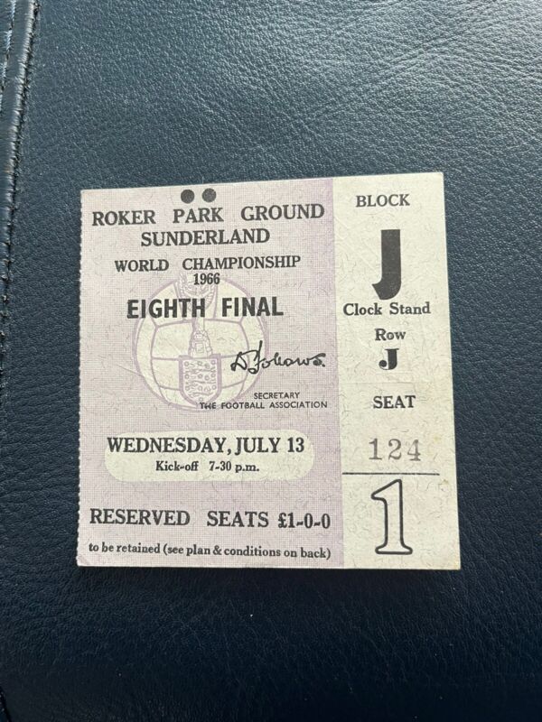 Rare Italy V Chile World Cup 1966 Sunderland Roker Park Ticket Unused for sale on Ebay
