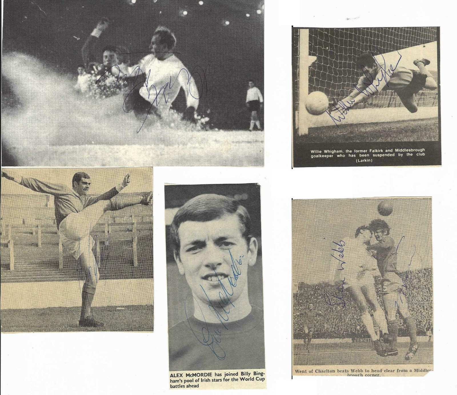 Middlesbrough 60's x 5  -  hand signed pictures for sale on Ebay