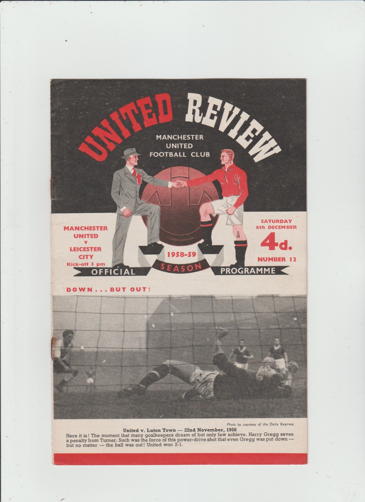 MANCHESTER UTD v LEICESTER CITY - 1958/59 for sale on Ebay
