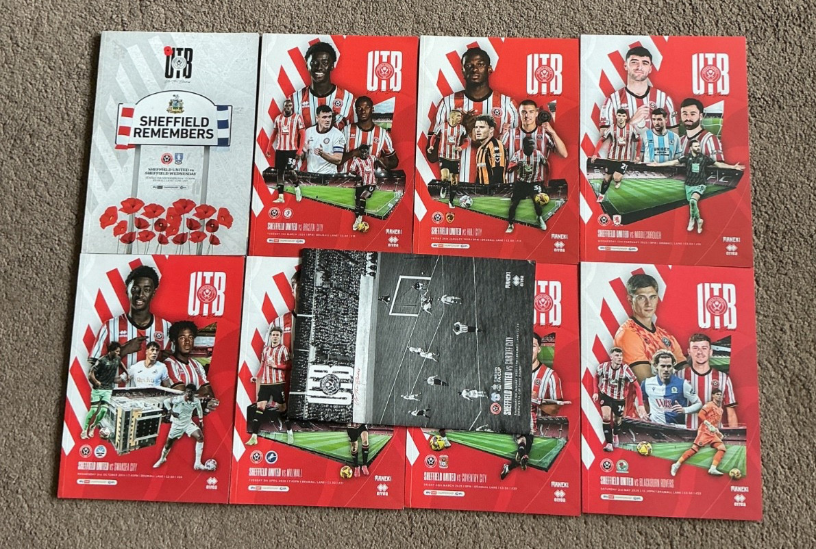 9 x SHEFFIELD UNITED 2024/2025 season - official Football Programmes - Sheff Wed for sale on Ebay