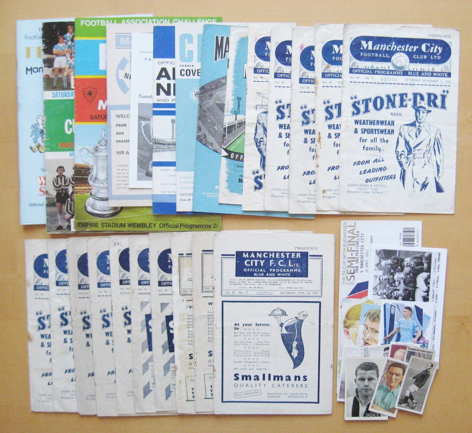 MANCHESTER CITY Football Programmes Mostly Late 1940s/Early 1950s + Cards + More for sale on Ebay