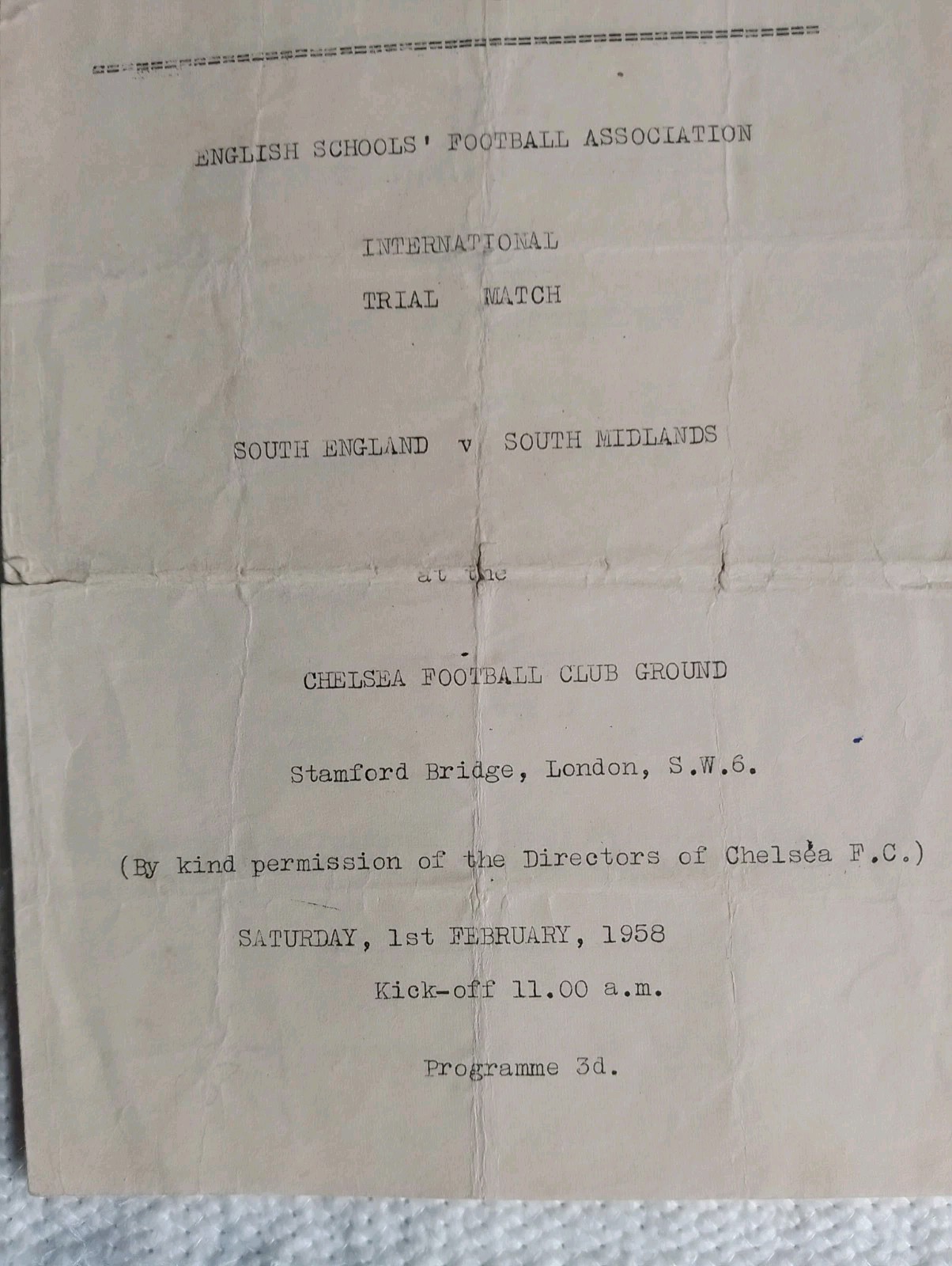 Miscellaneous game at Chelsea FC South of England Boys v South Midlands Boys. for sale on Ebay
