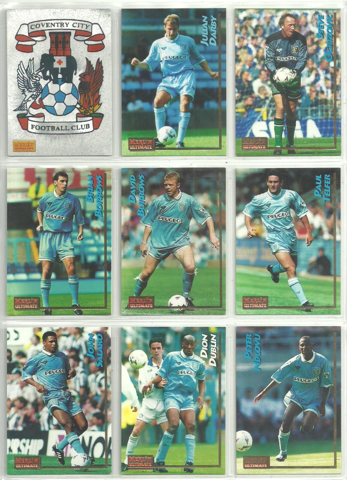 ALL 12 x COVENTRY CITY - Merlin Ultimate 1995-96 Cards [Inc Foil Badge] for sale on Ebay