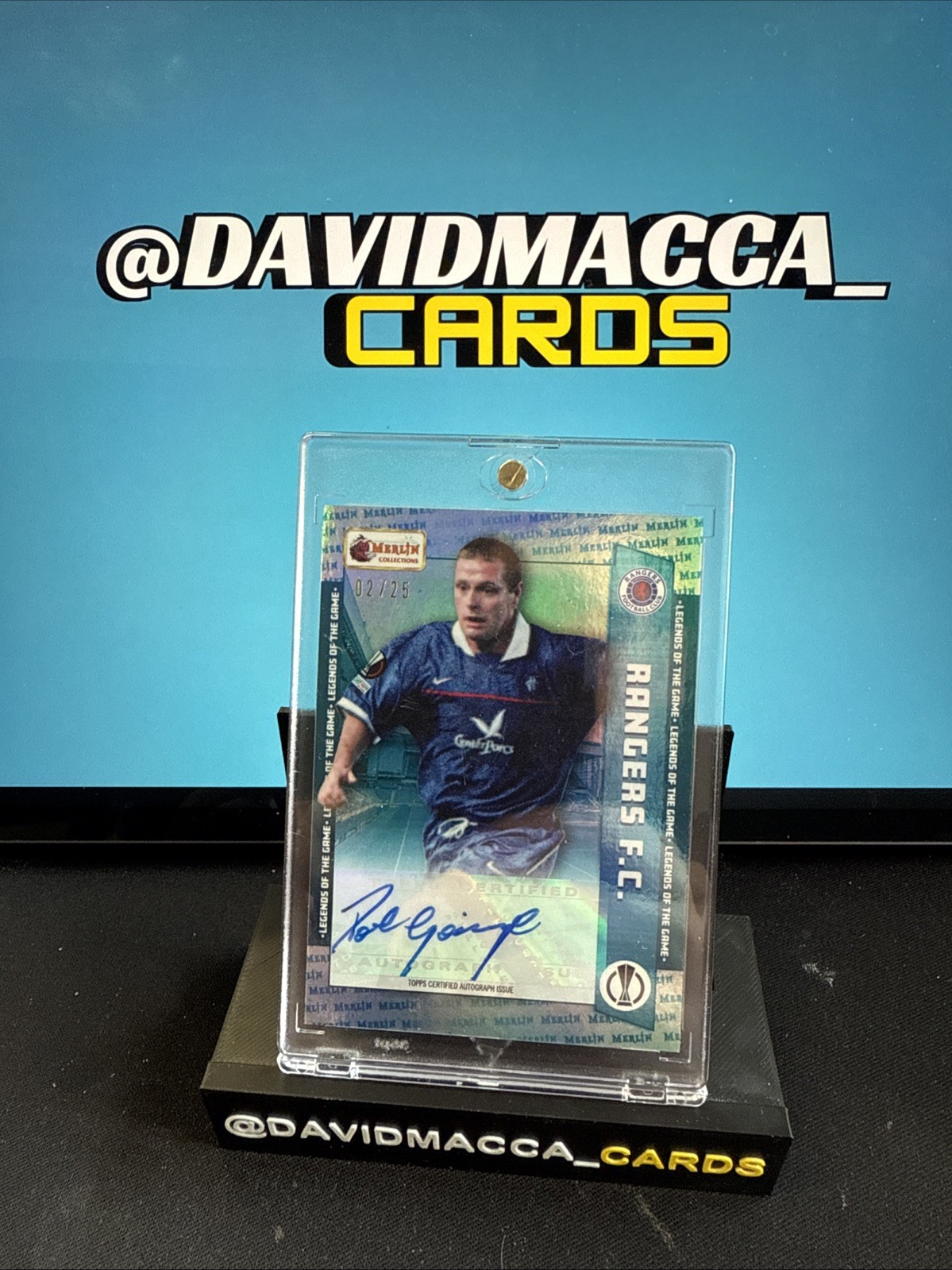 Paul Gascoigne Rangers Topps Merlin Heritage Autograph 02/25 Legends Of The Game for sale on Ebay
