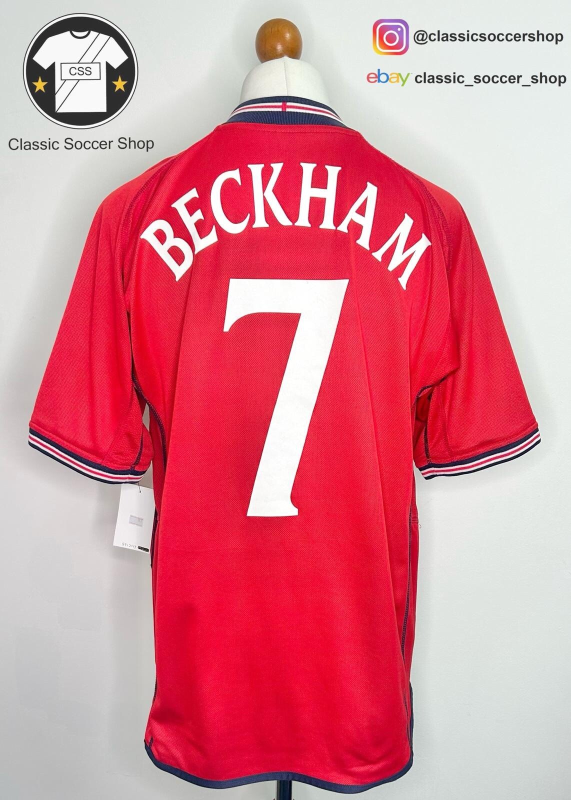 England BECKHAM #7 2002/04 Away Shirt Large / L for sale on Ebay