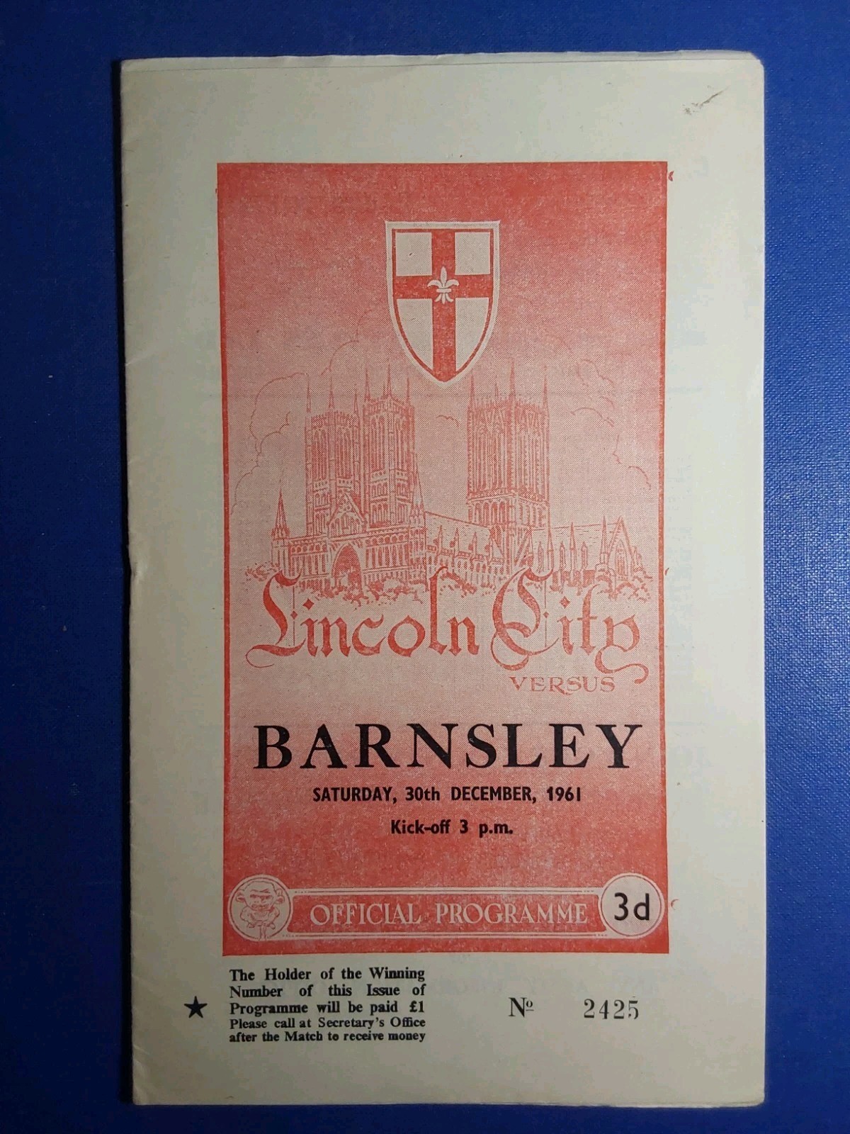 Postponed Lincoln City v Barnsley 30th December 1961 Vgc for sale on Ebay
