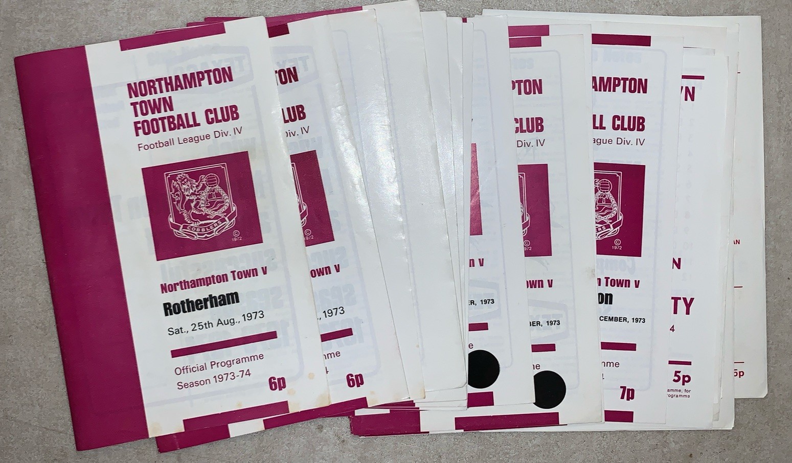 Northampton Town home programmes 1973/74 - x25   NEAR COMPLETE for sale on Ebay