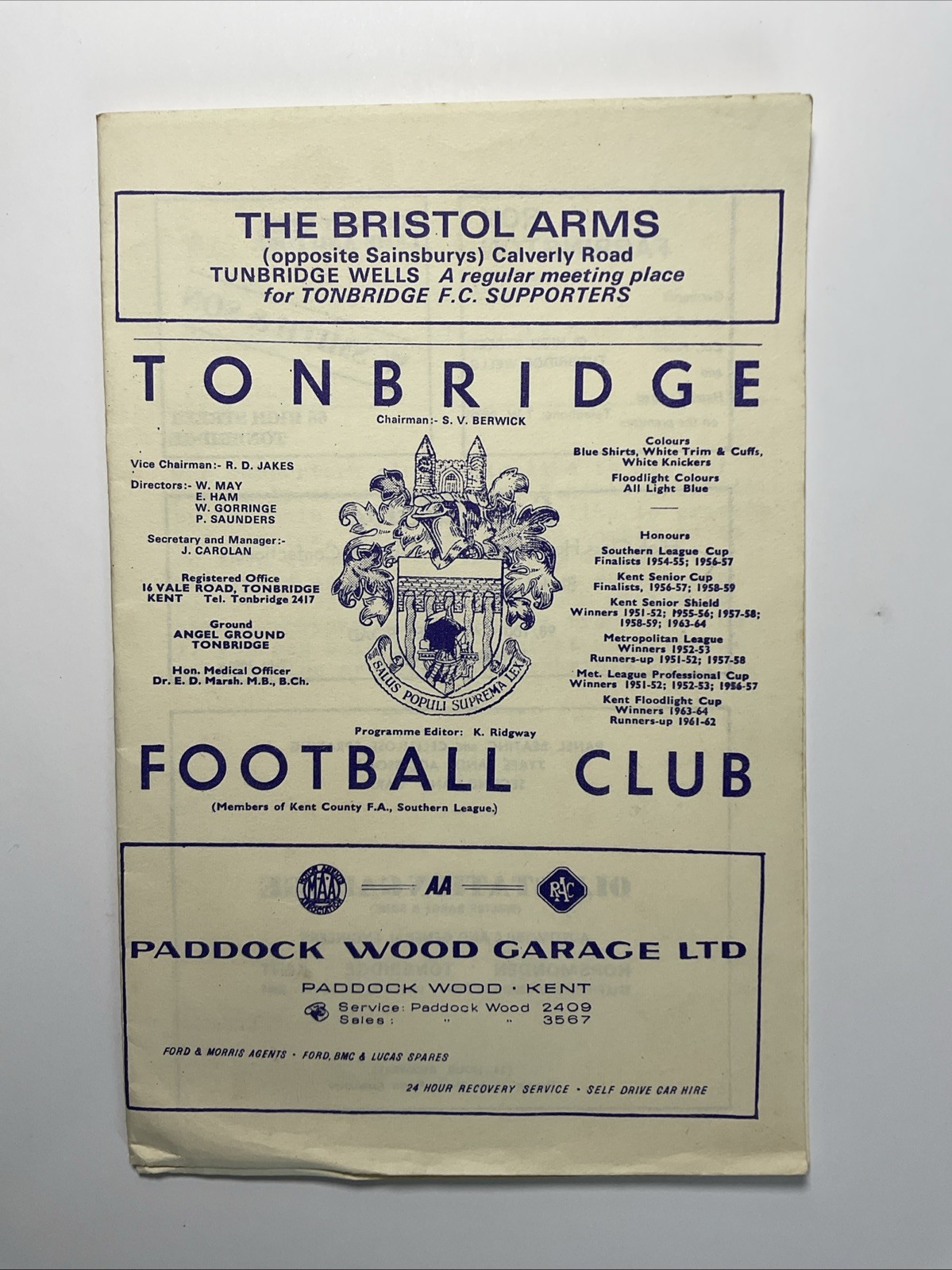 Tonbridge v Guildford City;  Southern League,  28th November 1970 for sale on Ebay