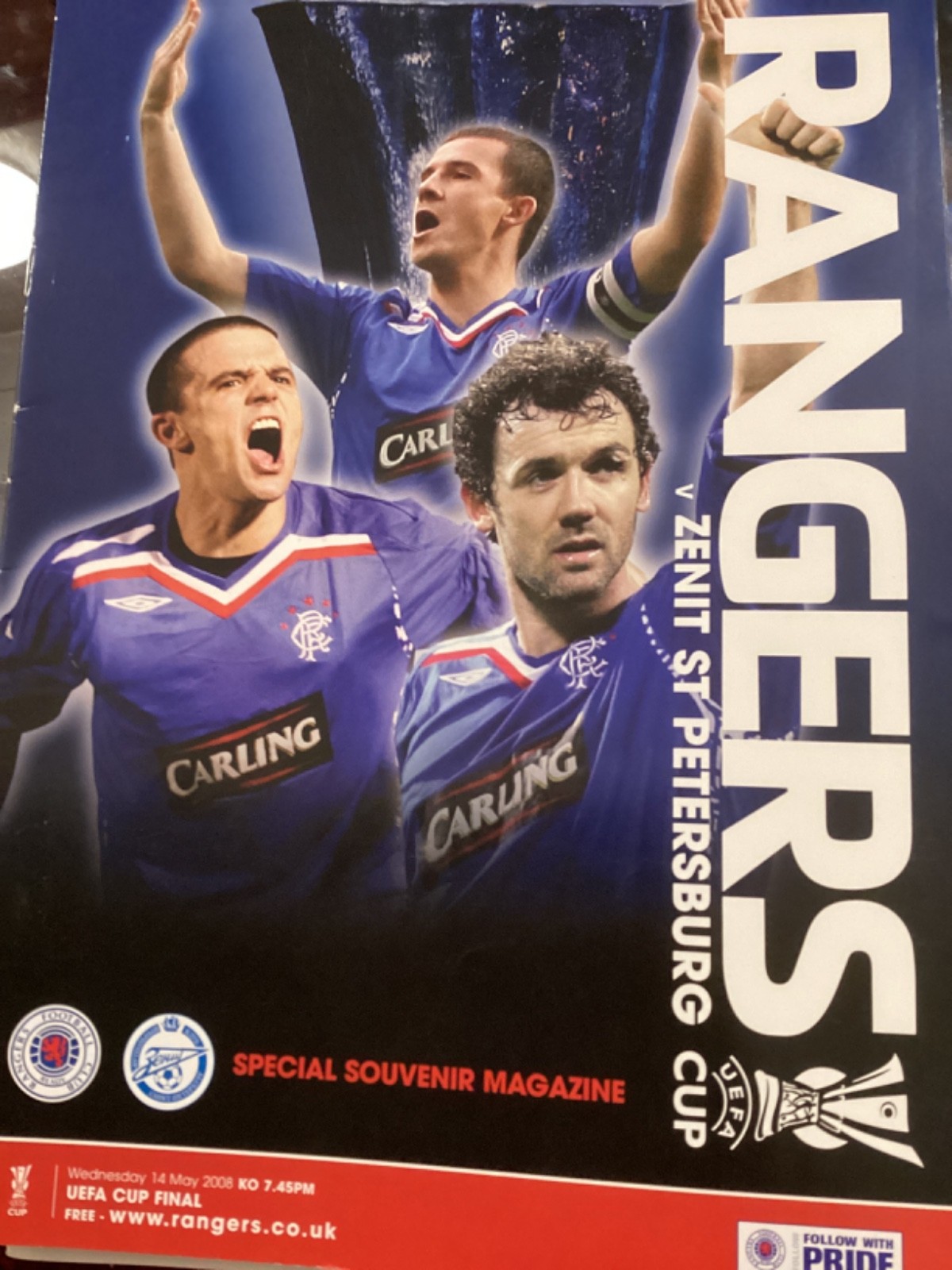 Rangers v Zenit UEFA Cup Final,Ibrox Beamback Programme. for sale on Ebay