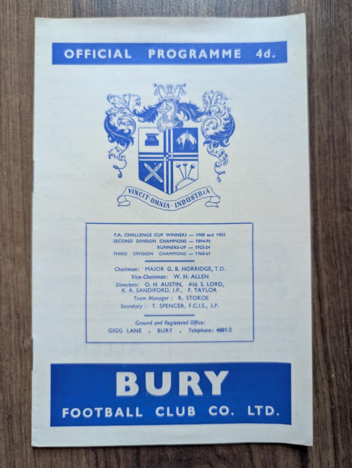 Bury Football Club Match Day Programme-Monday 24th September 1962-Lincoln City for sale on Ebay