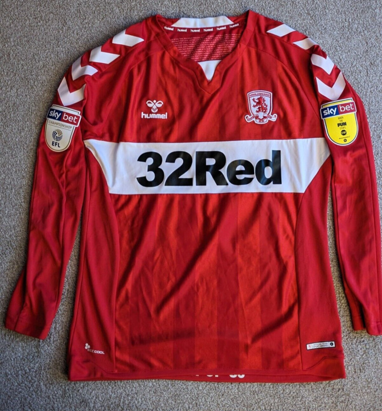 Middlesbrough Home Shirt 2019/20 - Match Worn - Medium Adult - Long Sleeve for sale on Ebay