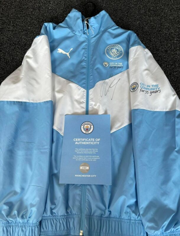 Charity auction.Jack Grealish signed & match worn Manchester City jacket. for sale on Ebay