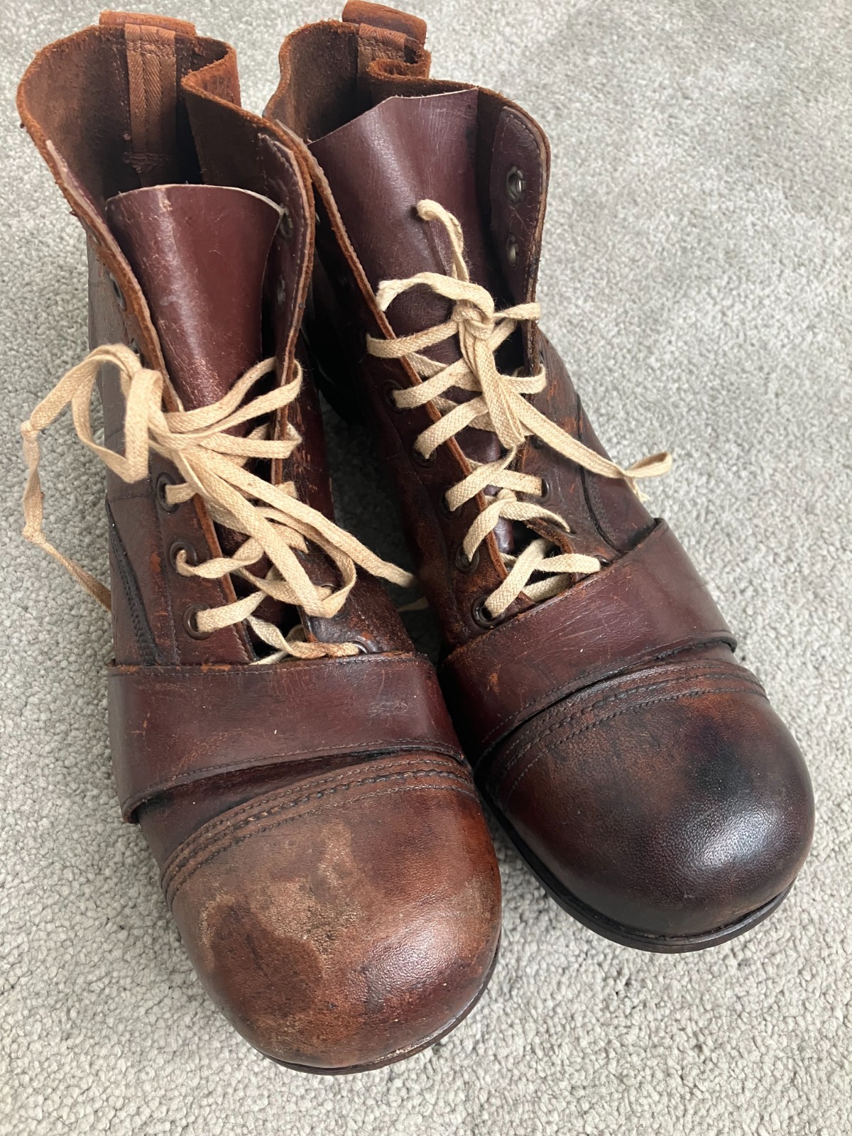 Vintage C 1934-1940 Leather Football Boots in Brown Size 6.5 for sale on Ebay