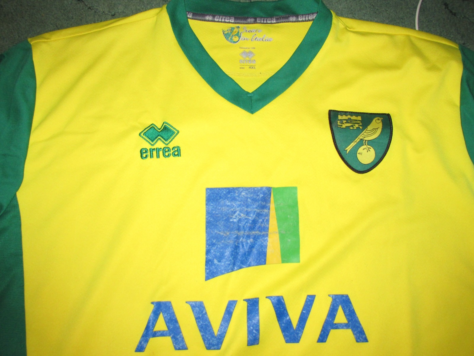 Original Norwich City FC Home Football Shirt  2013/14 by Errea Aviva 4XL for sale on Ebay