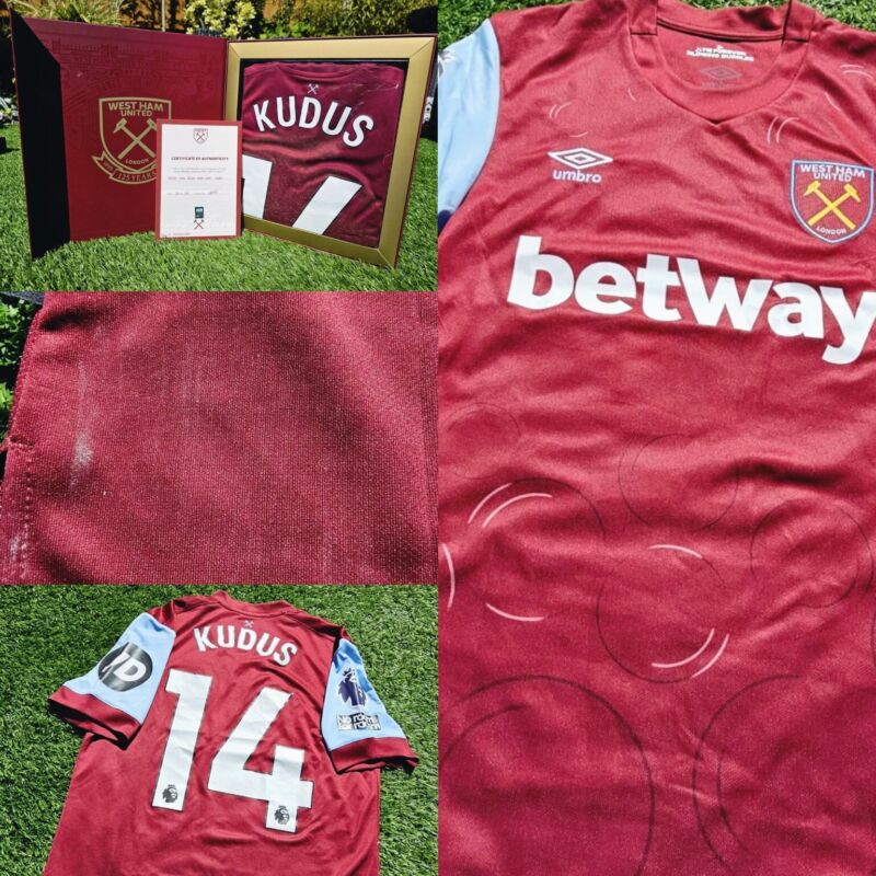 Mohammed Kudus MATCH WORN Shirt - West Ham United Home Jersey - COA - Unwashed for sale on Ebay
