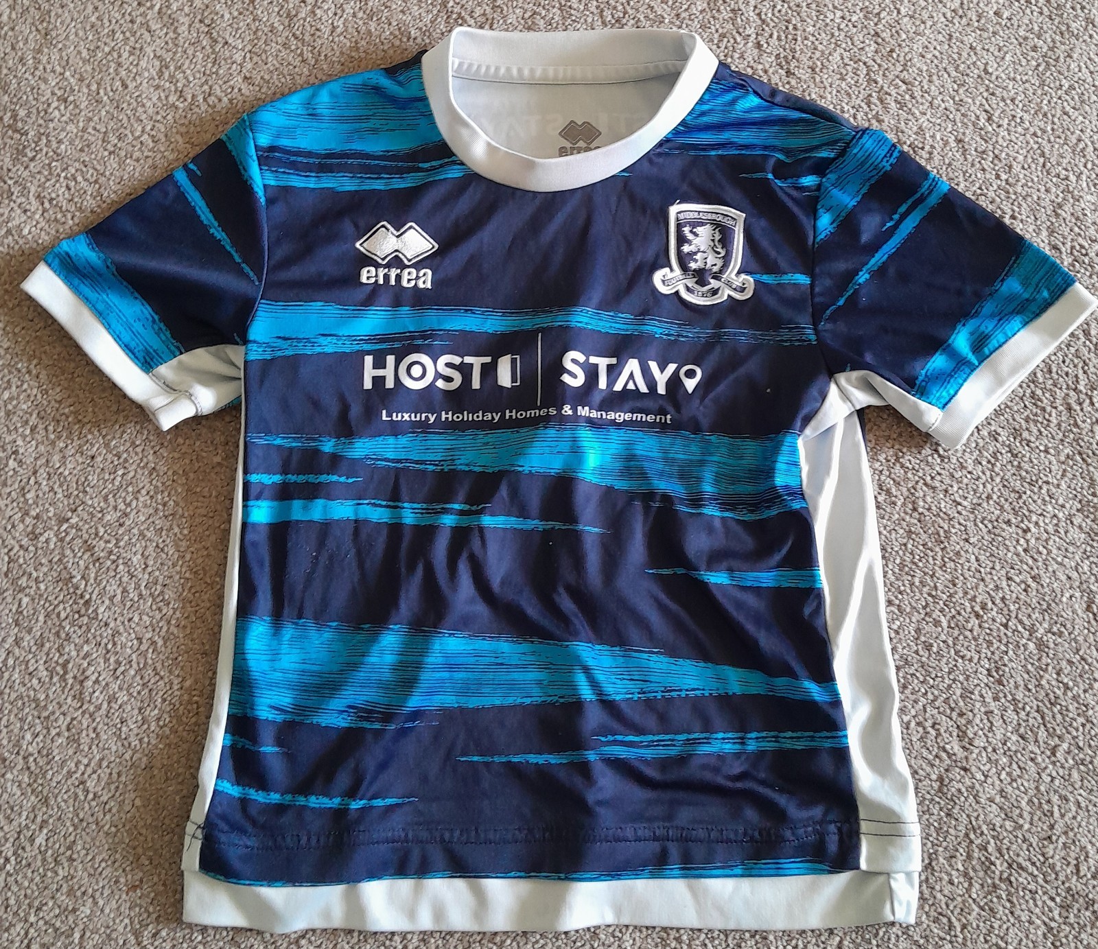 Kids ERREA Blue & White Middlesbrough Away Shirt size 20, 7-8 years ARTHUR 2  for sale on Ebay