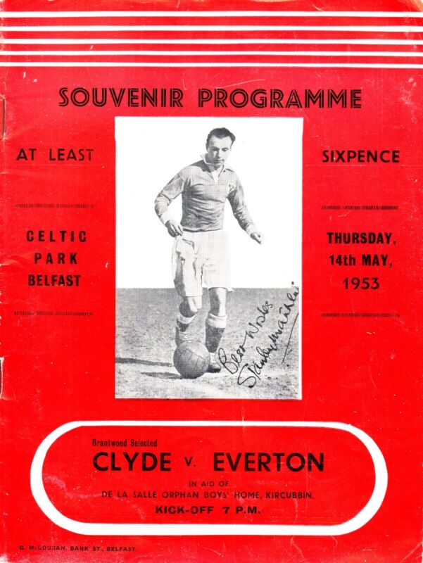 CLYDE v EVERTON at BELFAST CELTIC, 14th May 1953, Charity Match for sale on Ebay