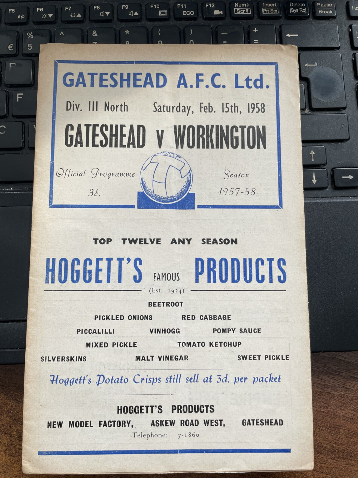 1957/58 GATESHEAD V WORKINGTON - DIV.3 NORTH for sale on Ebay