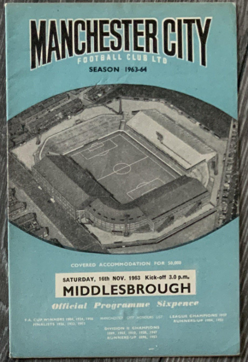 Manchester City v Middlesbrough 1963/64 - Rare Postponed Programme for sale on Ebay